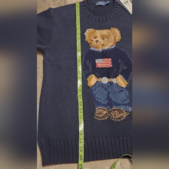 Polo Ralph Lauren 3D Bear Flag Crewneck Sweater. Size Med. Navy. RARE. NEW - Picture 8 of 8